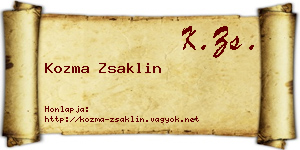 Kozma Zsaklin névjegykártya